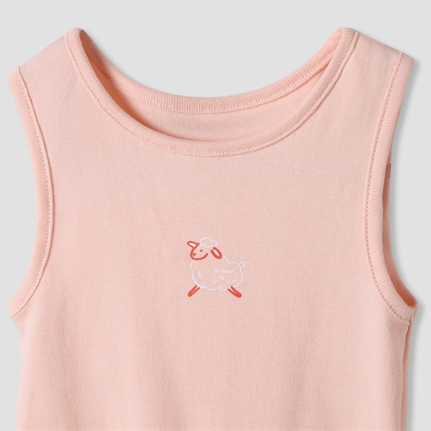 Juniors Round Neck Bodysuit with Snap Button Closure - Cotton - Sleeveless - Set of 7