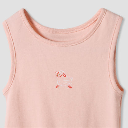 Juniors Round Neck Bodysuit with Snap Button Closure - Cotton - Sleeveless - Set of 7
