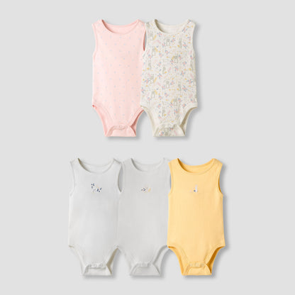 Juniors Printed Sleeveless Bodysuit - Set of 5 - Multicolour / 12-18 mths