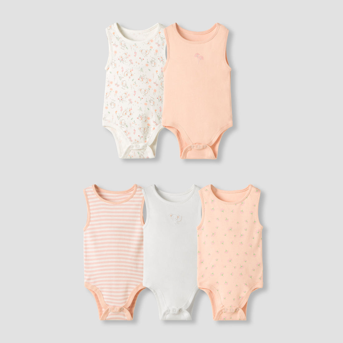 Juniors Printed Sleeveless Bodysuit - Set of 5 - Multicolour / 18-24 mths