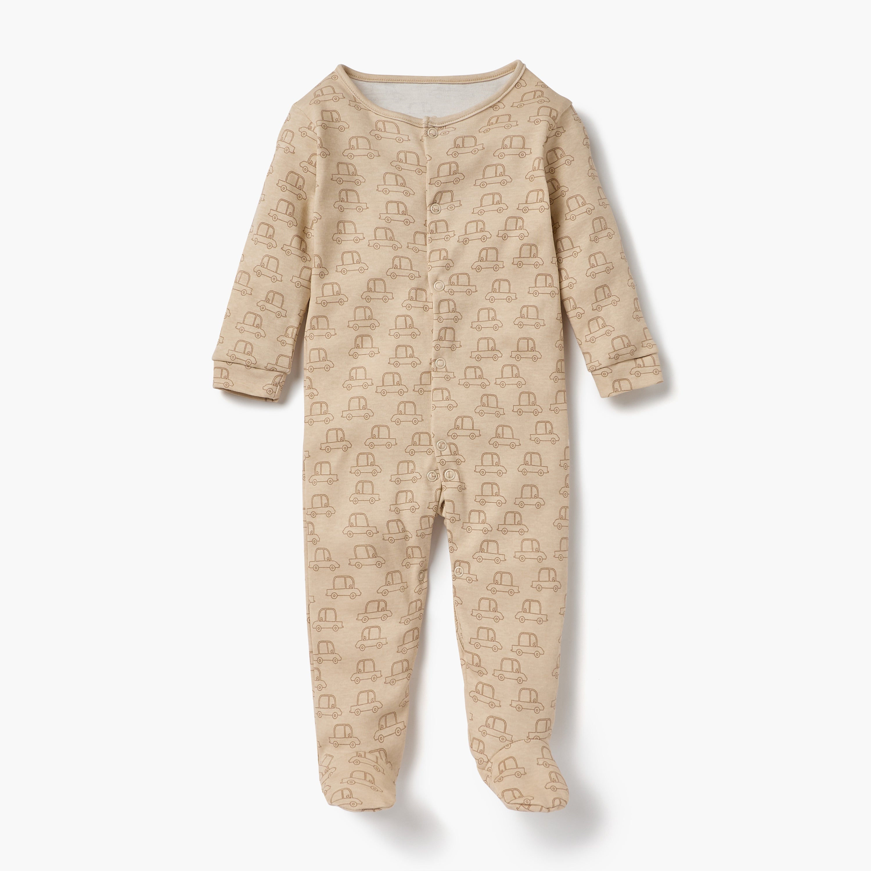 Juniors Printed Sleepsuit with Long Sleeves and Button Closure - Set of 3