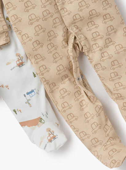 Juniors Printed Sleepsuit with Long Sleeves and Button Closure - Set of 3-promo_babyshop_Buy2for115_UAE130126-image-6