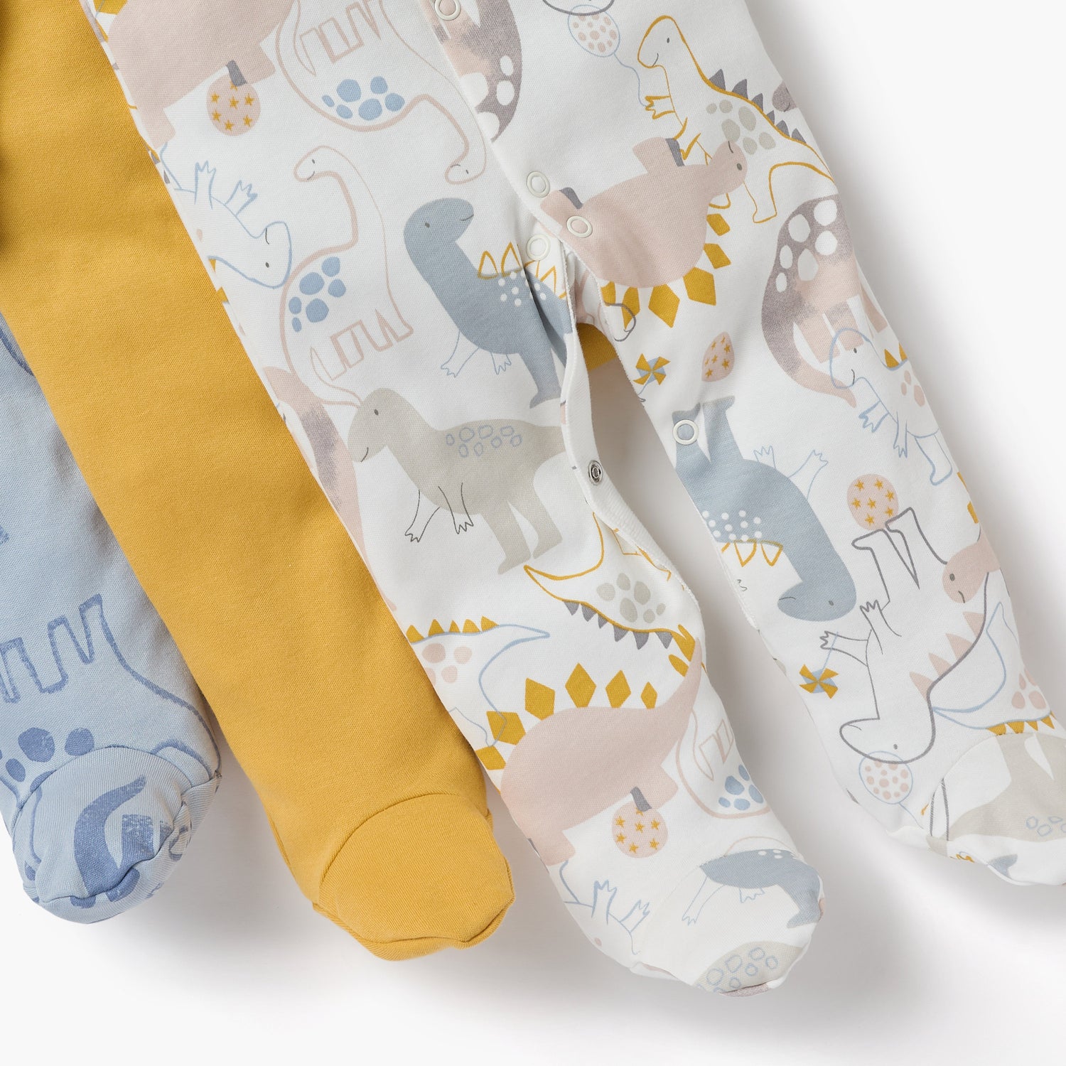 Juniors Dinosaur Print Sleepsuit with Long Sleeves - Set of 3