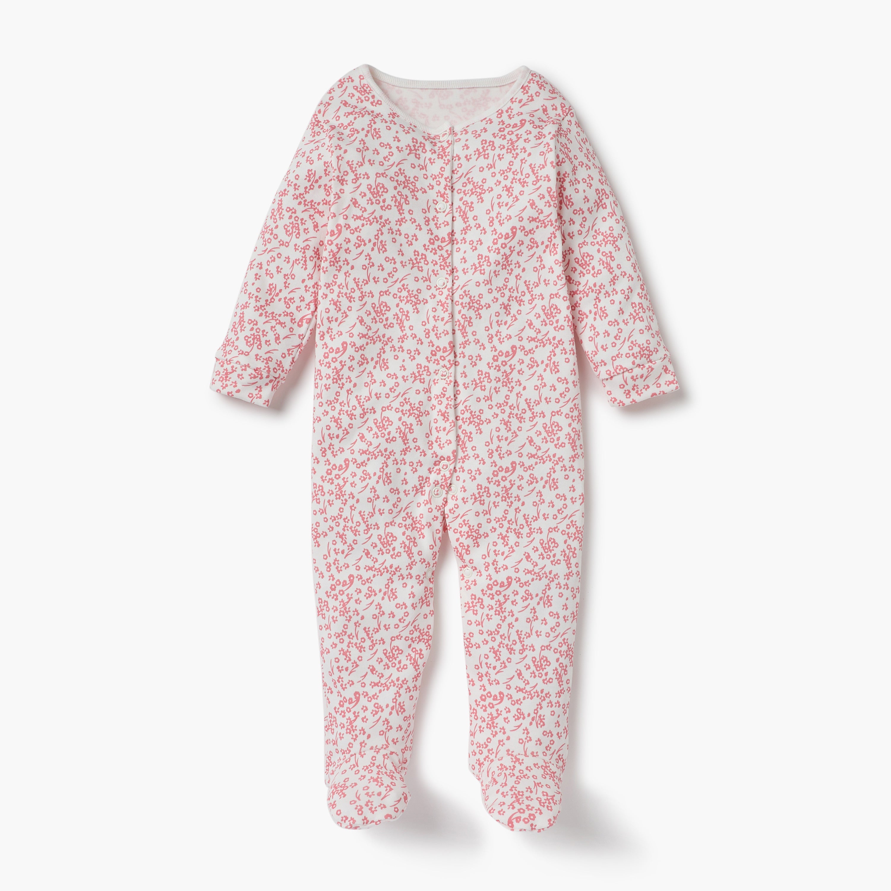 Juniors Printed Sleepsuit with Long Sleeves and Button Closure - Set of 3
