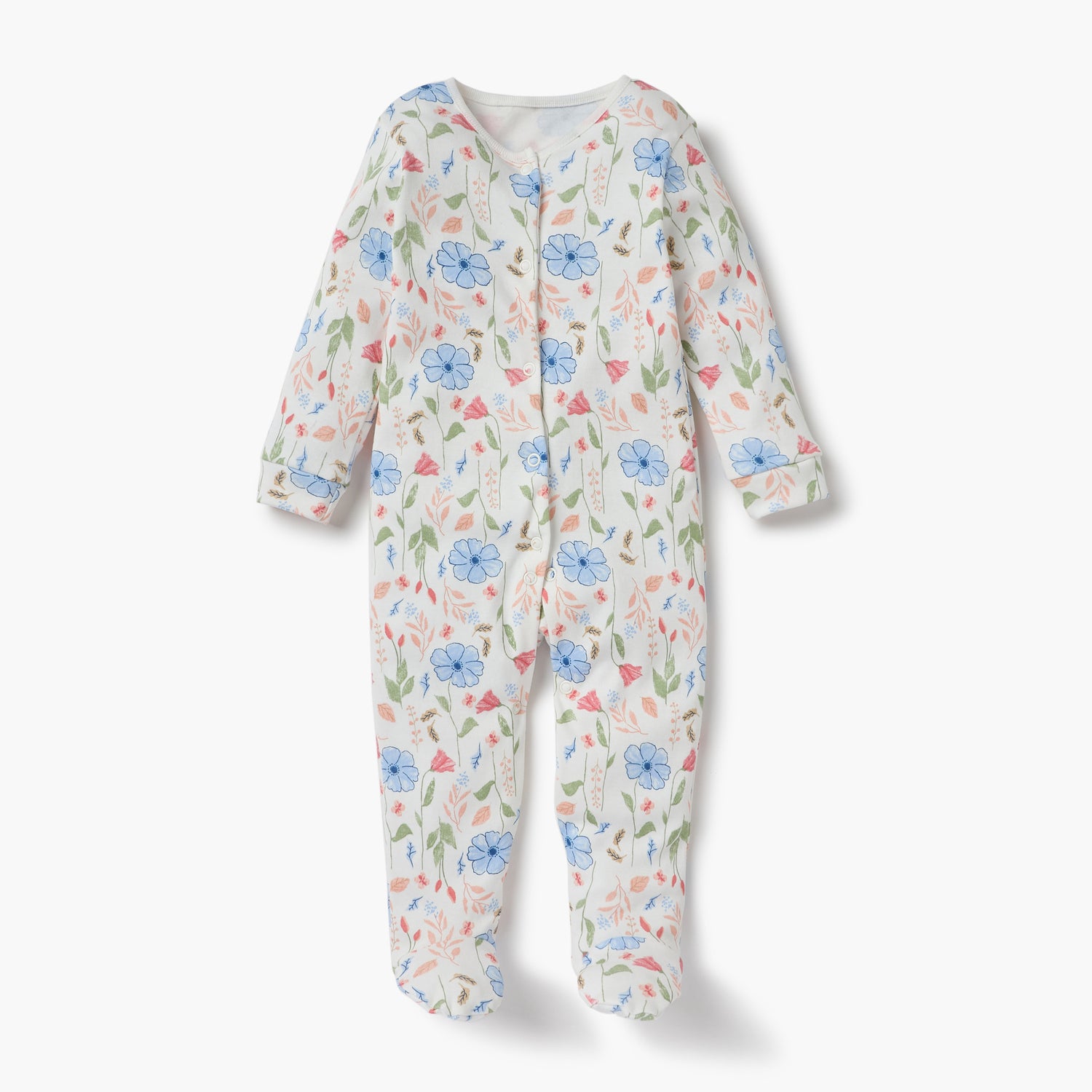 Juniors Printed Sleepsuit with Long Sleeves and Button Closure - Set of 3