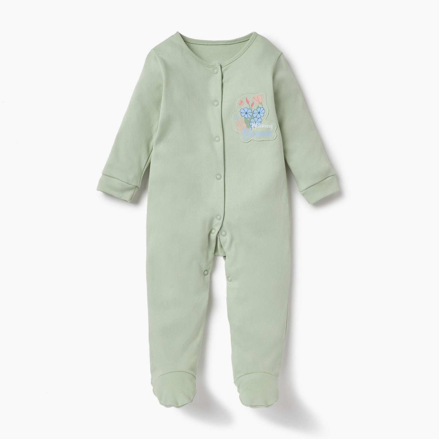 Juniors Printed Sleepsuit with Long Sleeves and Button Closure - Set of 3