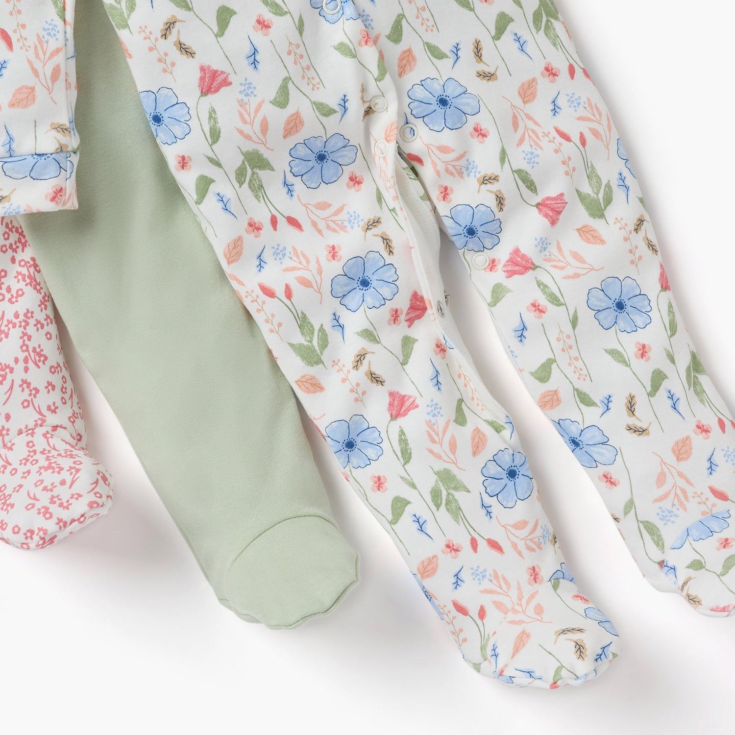 Juniors Printed Sleepsuit with Long Sleeves and Button Closure - Set of 3