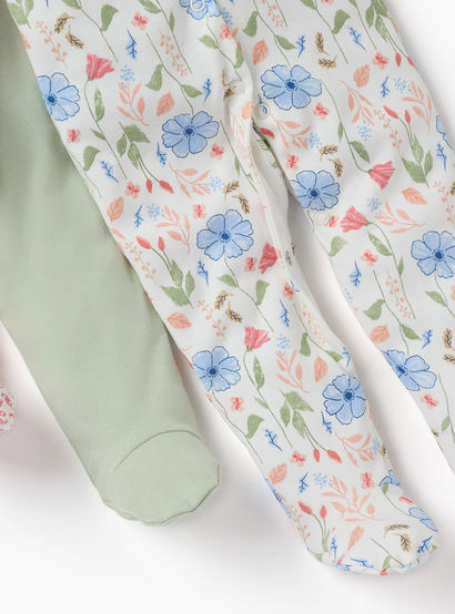 Juniors Printed Sleepsuit with Long Sleeves and Button Closure - Set of 3-baby-girls-clothing-nightwear-sleepsuits-image-6