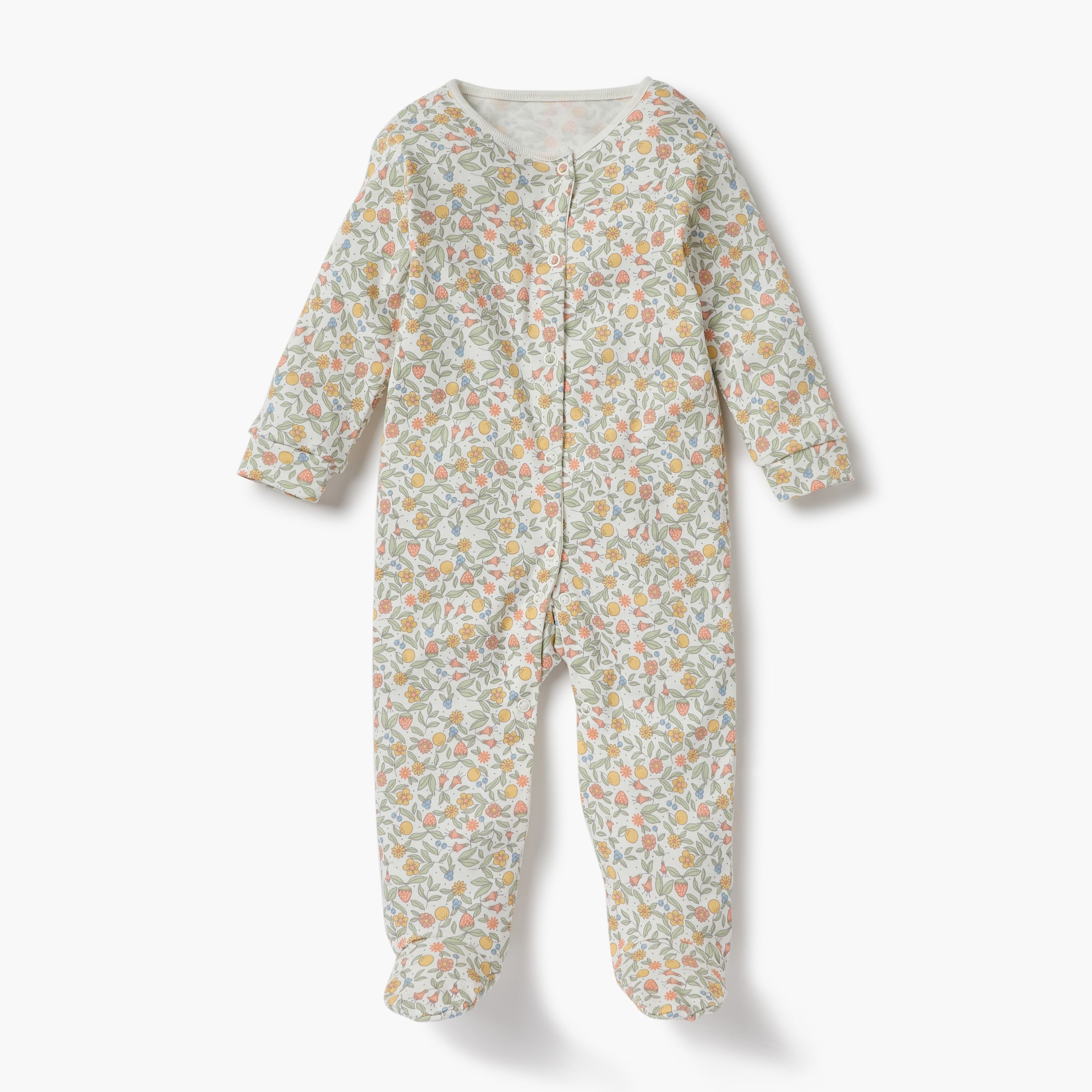 Juniors Printed Sleepsuit with Long Sleeves and Button Closure - Set of 3