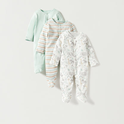 Juniors All-Over Print Sleepsuit - Set of 3 - Multicolour / 12-18 mths