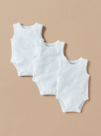 Juniors Solid Sleeveless Bodysuit - Set of 3-baby-boys-clothing-bodysuits-image-1