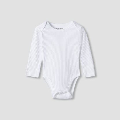 Juniors Round Neck Bodysuit with Snap Button Closure - Cotton - Long Sleeves - Set of 3