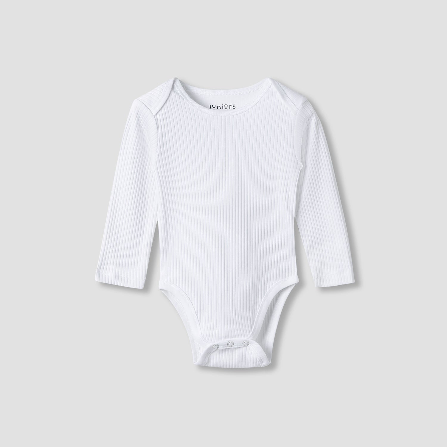 Juniors Round Neck Bodysuit with Snap Button Closure - Cotton - Long Sleeves - Set of 3
