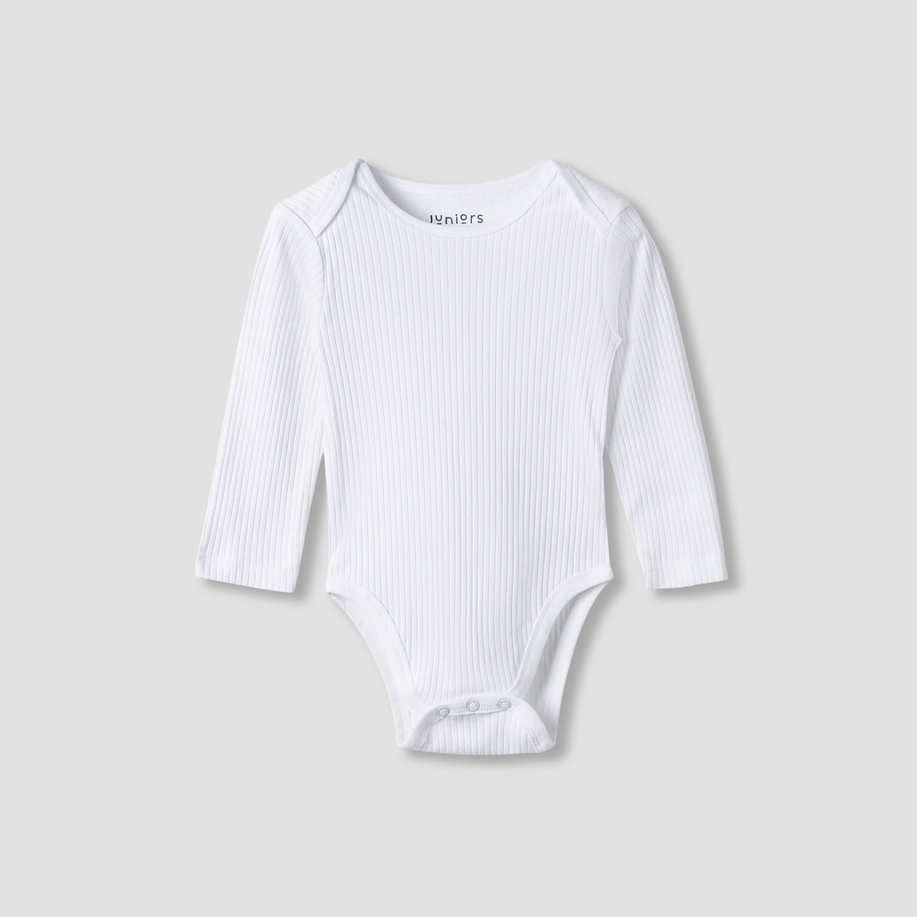Juniors Round Neck Bodysuit with Snap Button Closure - Cotton - Long Sleeves - Set of 3