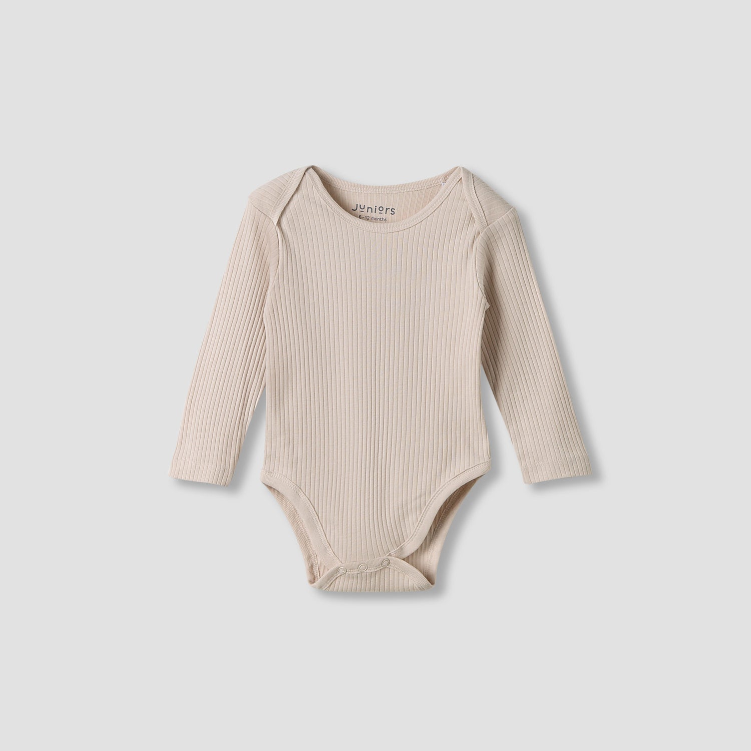 Juniors Round Neck Bodysuit with Snap Button Closure - Cotton - Long Sleeves - Set of 3