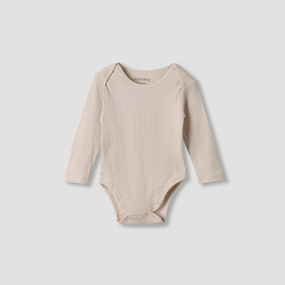 Juniors Round Neck Bodysuit with Snap Button Closure - Cotton - Long Sleeves - Set of 3