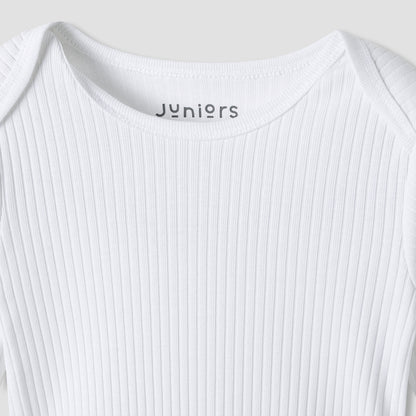 Juniors Round Neck Bodysuit with Snap Button Closure - Cotton - Long Sleeves - Set of 3