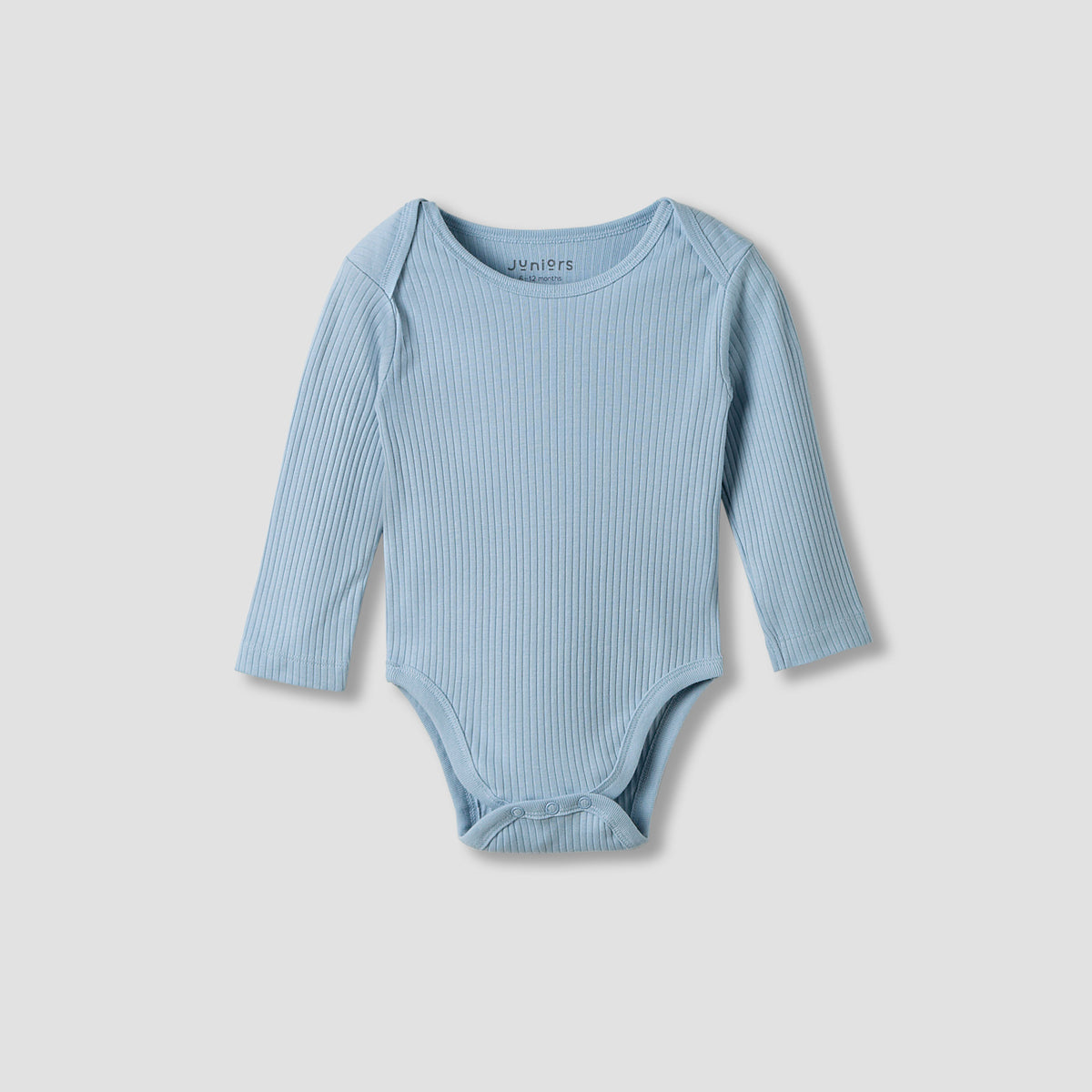 Juniors Round Neck Bodysuit with Snap Button Closure - Cotton - Long Sleeves - Set of 3