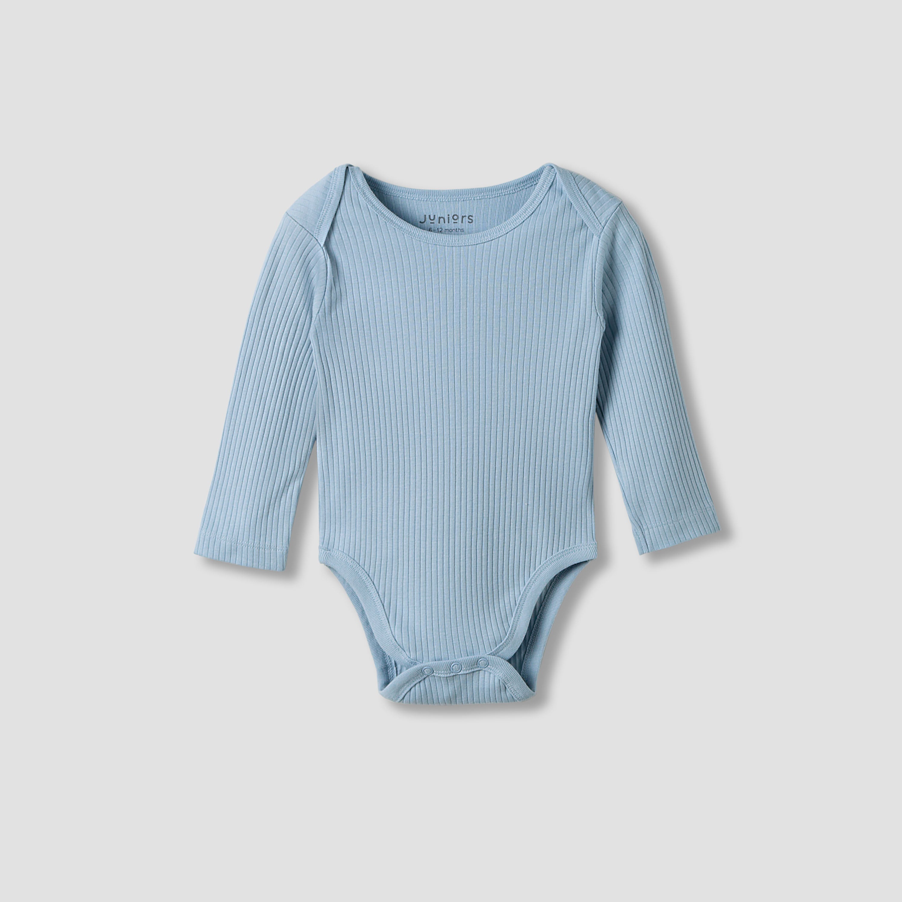 Juniors Round Neck Bodysuit with Snap Button Closure - Cotton - Long Sleeves - Set of 3
