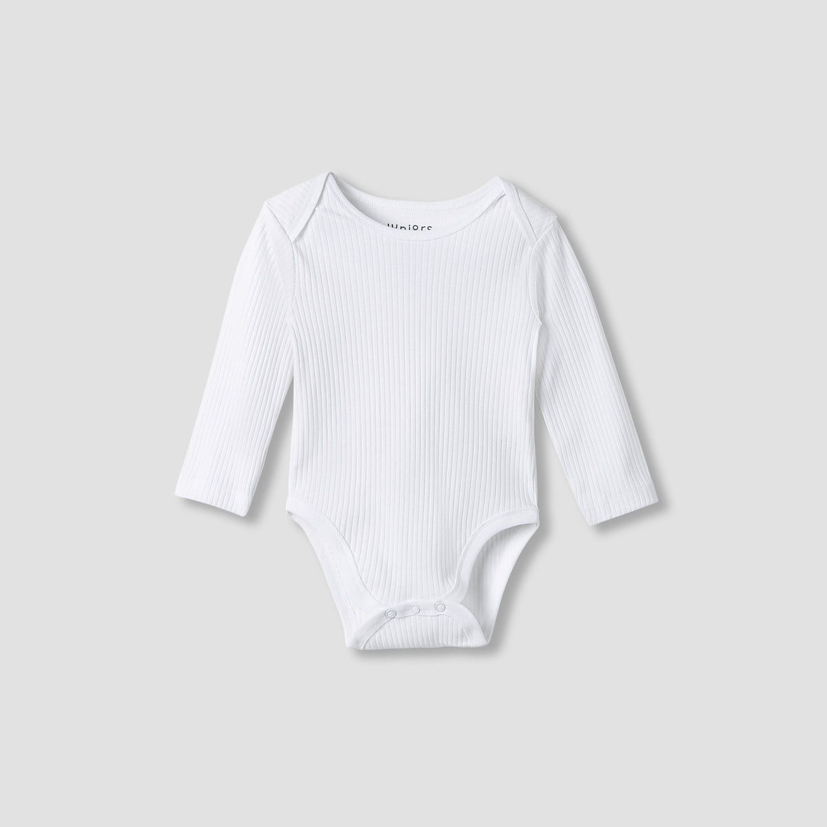 Juniors Round Neck Bodysuit with Snap Button Closure - Cotton - Long Sleeves - Set of 3