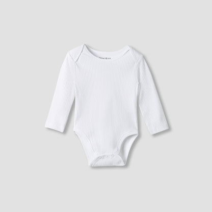Juniors Round Neck Bodysuit with Snap Button Closure - Cotton - Long Sleeves - Set of 3