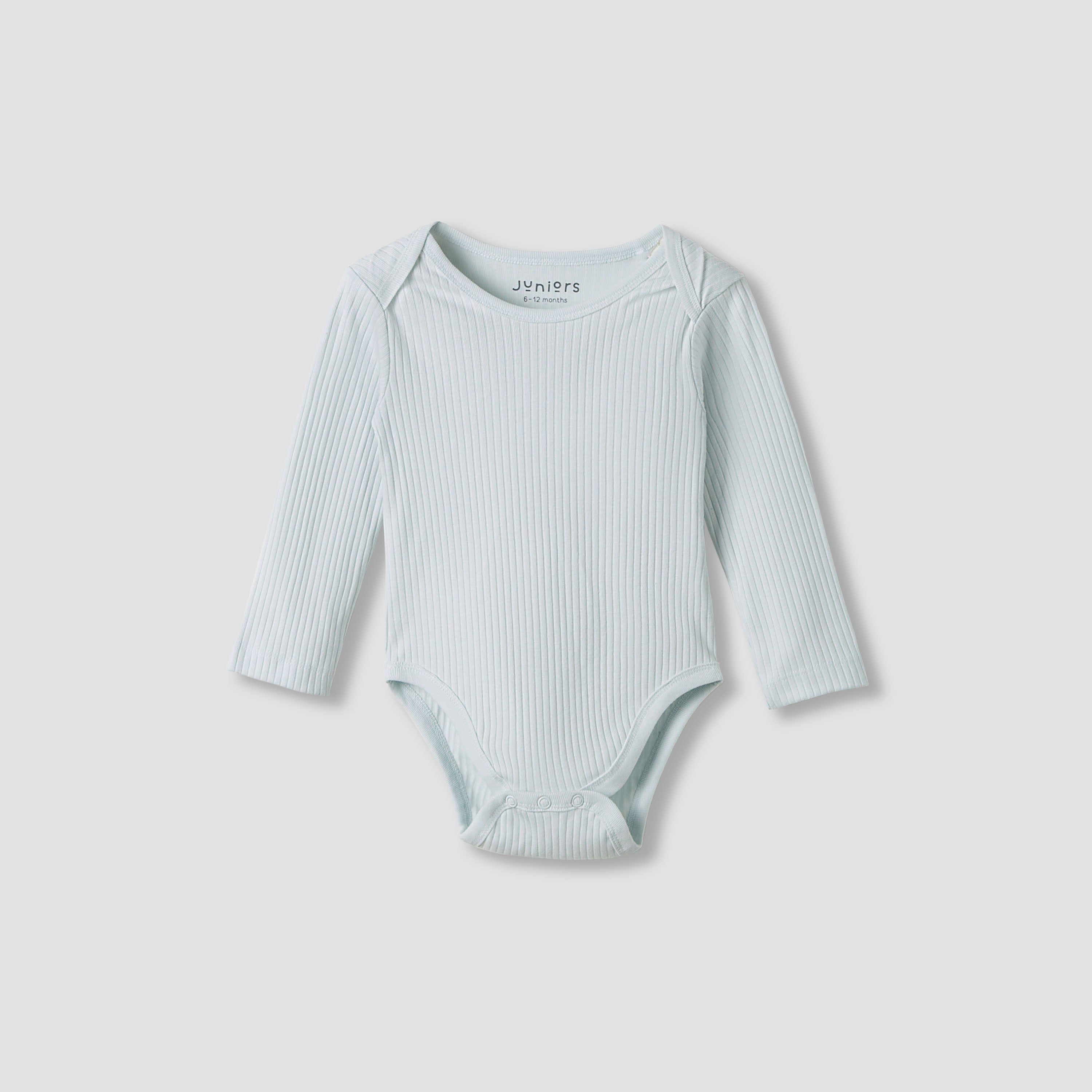 Juniors Round Neck Bodysuit with Snap Button Closure - Cotton - Long Sleeves - Set of 3