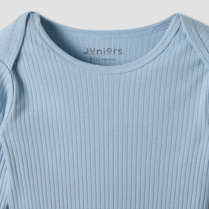 Juniors Round Neck Bodysuit with Snap Button Closure - Cotton - Long Sleeves - Set of 3