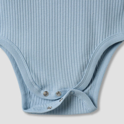 Juniors Round Neck Bodysuit with Snap Button Closure - Cotton - Long Sleeves - Set of 3