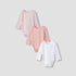 Juniors Round Neck Bodysuit with Snap Button Closure - Cotton - Long Sleeves - Set of 3 - Pink / 12-18 mths