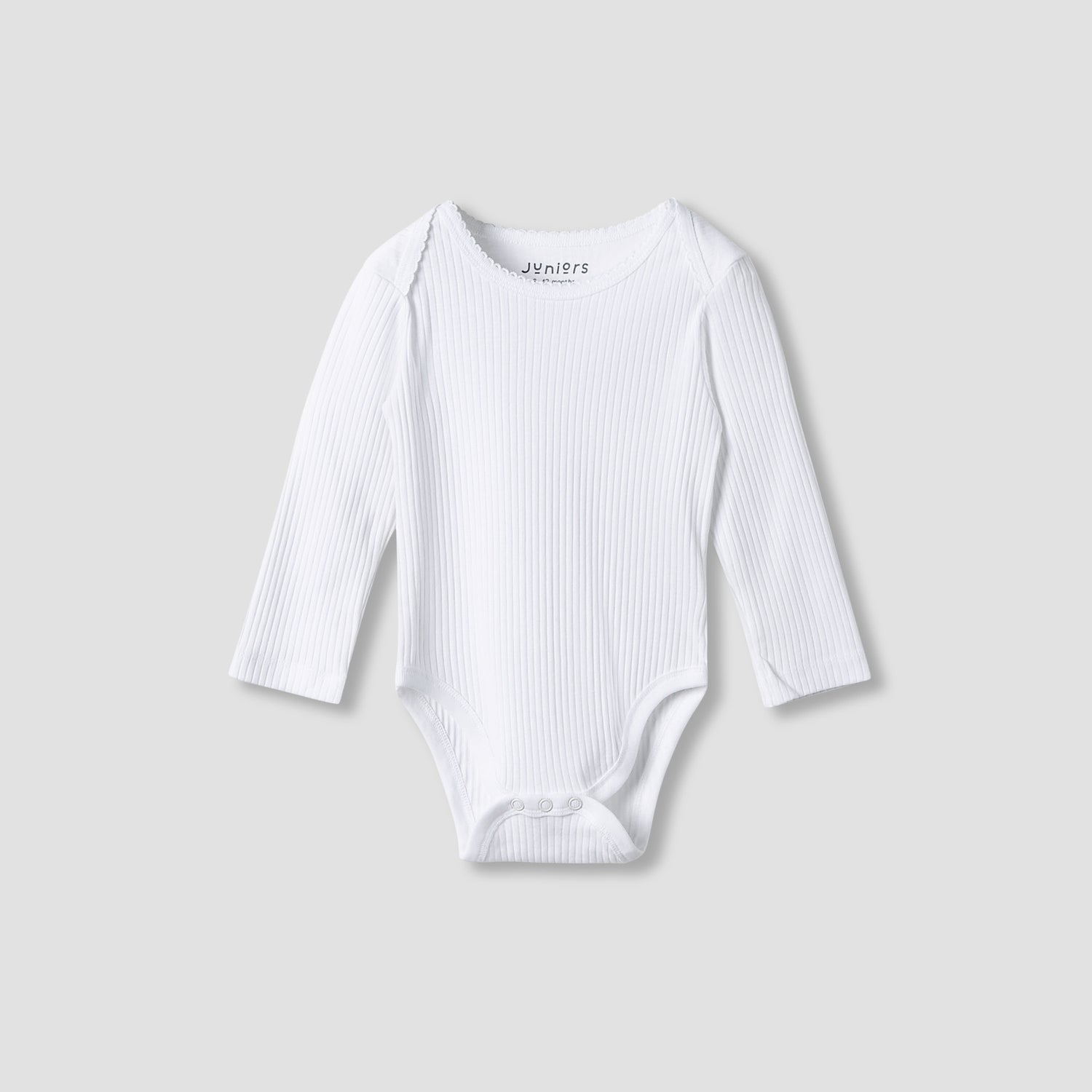 Juniors Round Neck Bodysuit with Snap Button Closure - Cotton - Long Sleeves - Set of 3