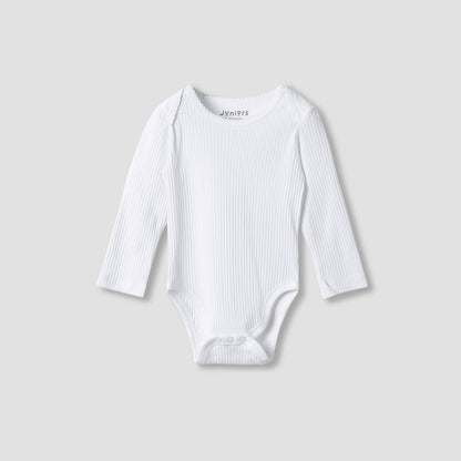 Juniors Round Neck Bodysuit with Snap Button Closure - Cotton - Long Sleeves - Set of 3