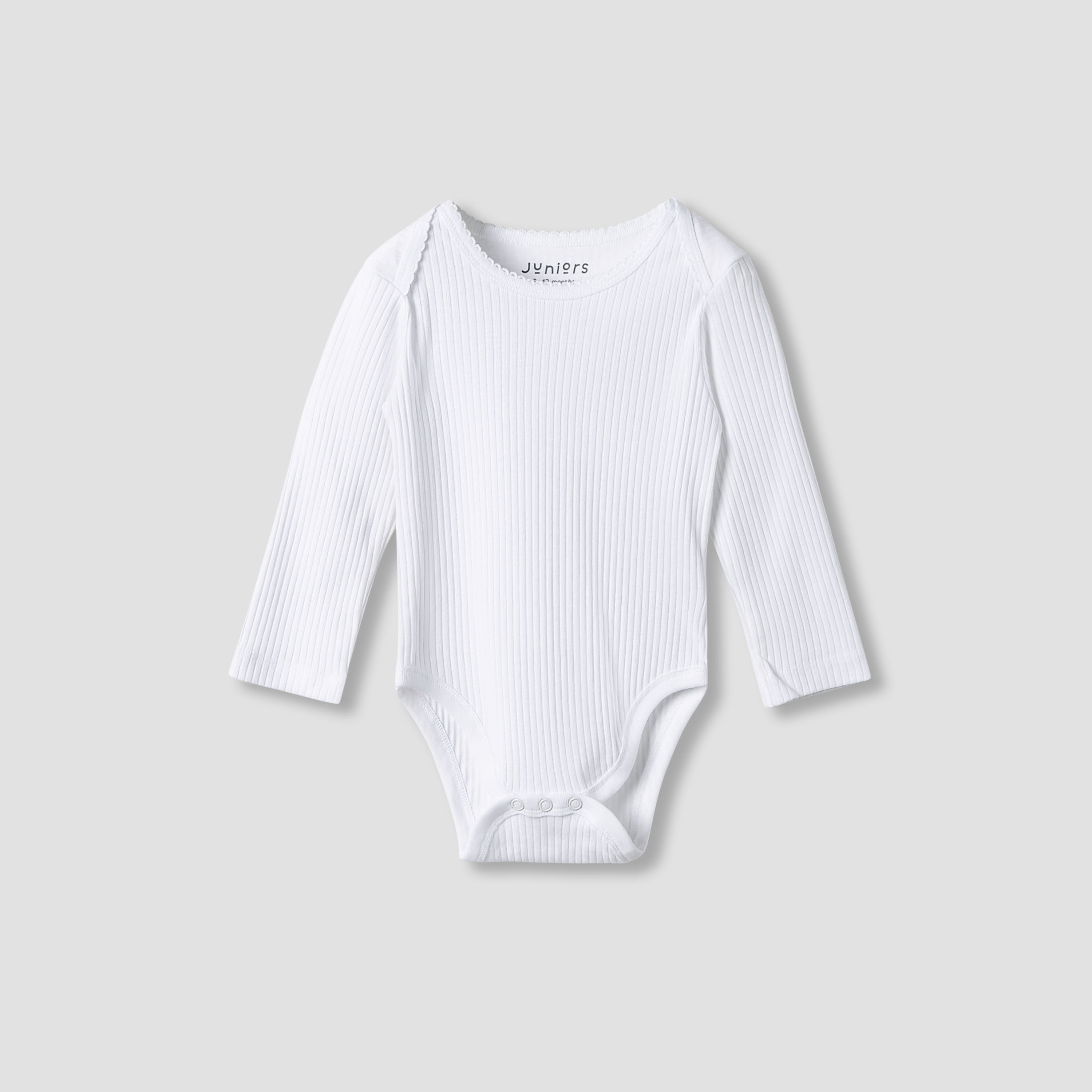 Juniors Round Neck Bodysuit with Snap Button Closure - Cotton - Long Sleeves - Set of 3