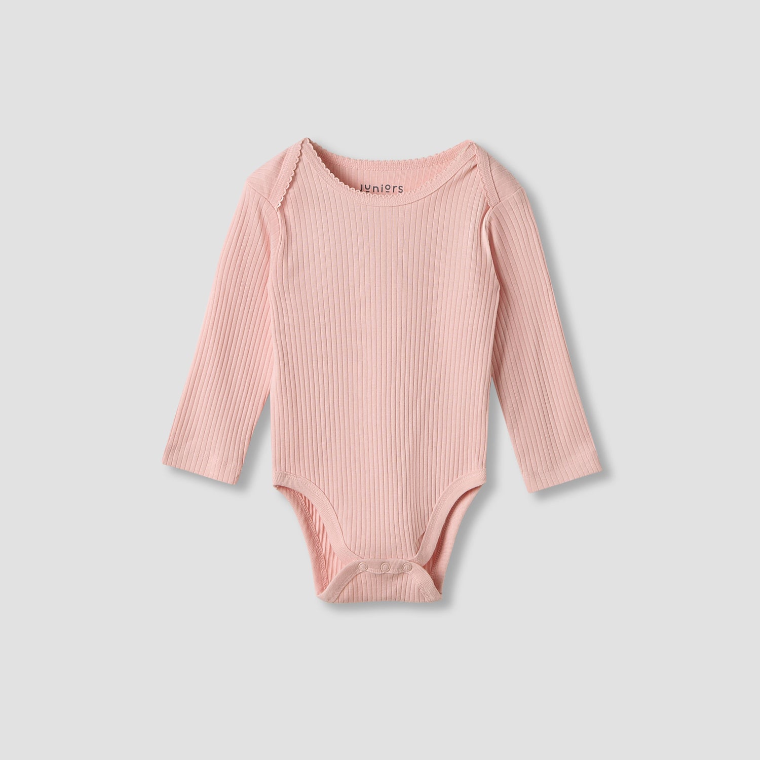 Juniors Round Neck Bodysuit with Snap Button Closure - Cotton - Long Sleeves - Set of 3