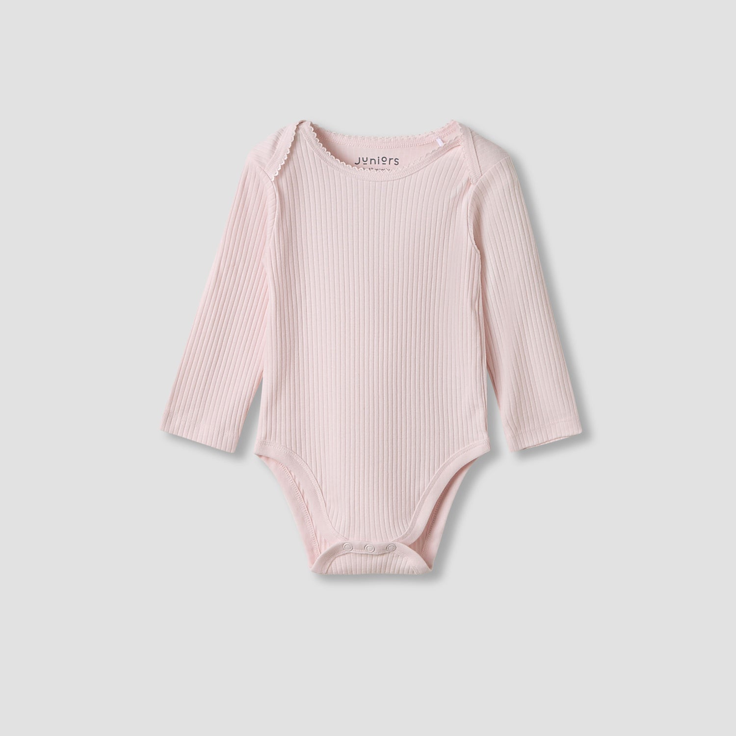Juniors Round Neck Bodysuit with Snap Button Closure - Cotton - Long Sleeves - Set of 3