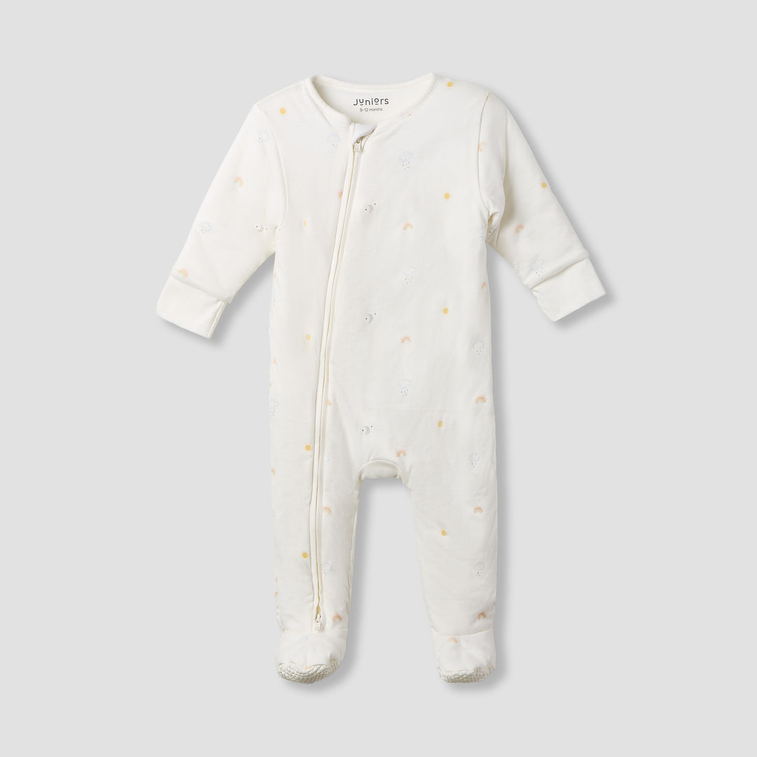 Juniors Printed Sleepsuit with Long Sleeves - Cream / 9-12 mths