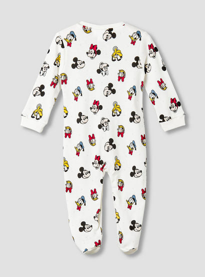 Disney Cotton Round Neck Long Sleeves Sleepsuit with Mickey Mouse and Friends Print-baby-girls-clothing-nightwear-sleepsuits-image-2