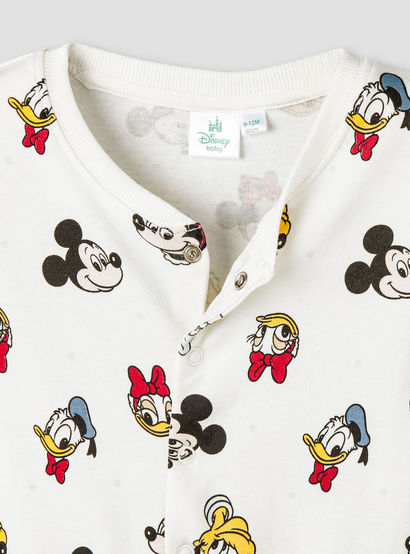 Disney Cotton Round Neck Long Sleeves Sleepsuit with Mickey Mouse and Friends Print-baby-girls-clothing-nightwear-sleepsuits-image-3