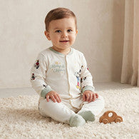 Disney Cotton Round Neck Long Sleeve Sleepsuit with Mickey and Minnie Mouse Print-undefined-image-1