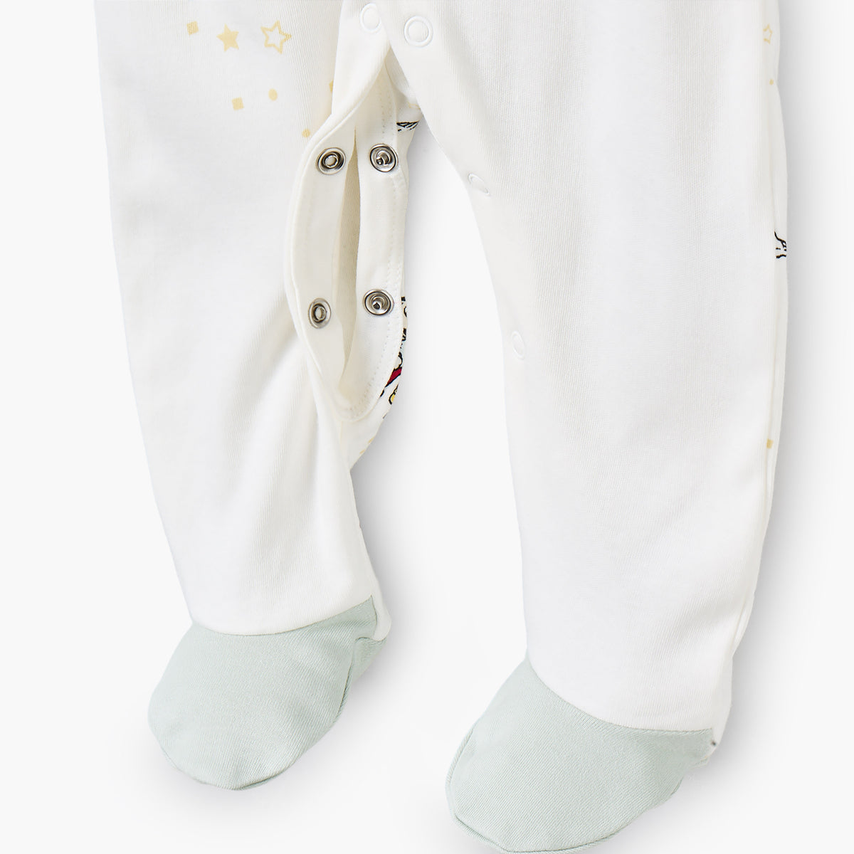 Disney Cotton Round Neck Long Sleeve Sleepsuit with Mickey and Minnie Mouse Print