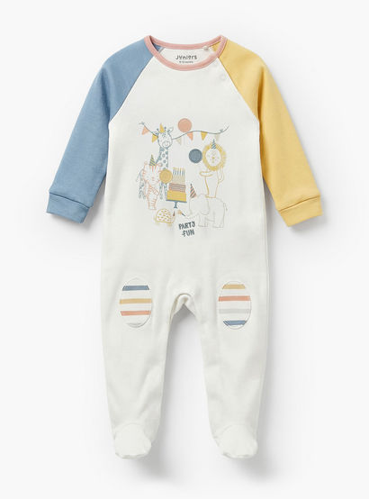 Juniors Cotton Crew Neck Long Sleeves Sleepsuit with Safari Print-baby-boys-clothing-nightwear-sleepsuits-image-2