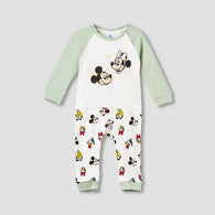 Disney Cotton Crew Neck Long Sleeves Sleepsuit with Mickey and Friends Print-undefined-image-1