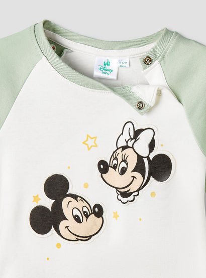 Disney Cotton Crew Neck Long Sleeves Sleepsuit with Mickey and Friends Print-baby-girls-clothing-nightwear-sleepsuits-image-3