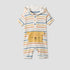 Juniors Hooded Neck Short Sleeves Romper with Stripes - Multicolour / 12-18 mths