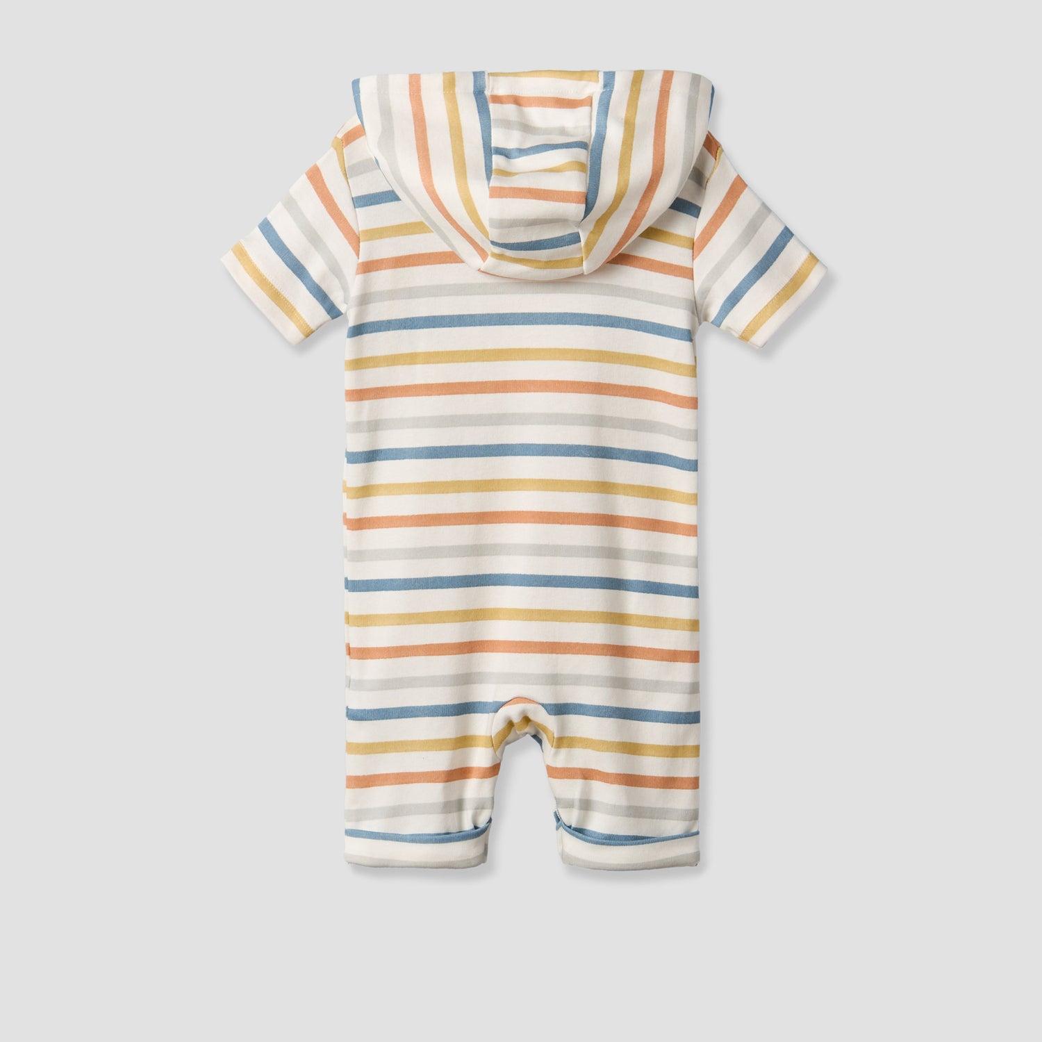 Juniors Hooded Neck Short Sleeves Romper with Stripes