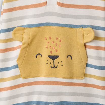 Juniors Hooded Neck Short Sleeves Romper with Stripes