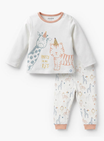 Juniors Cotton Crew Neck Long Sleeves Pyjama Set with Safari Print-baby-boys-clothing-nightwear-pyjamasets-image-2