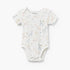 Juniors Cotton Round Neck Short Sleeves Bodysuit with Safari Print - White / 12-18 mths