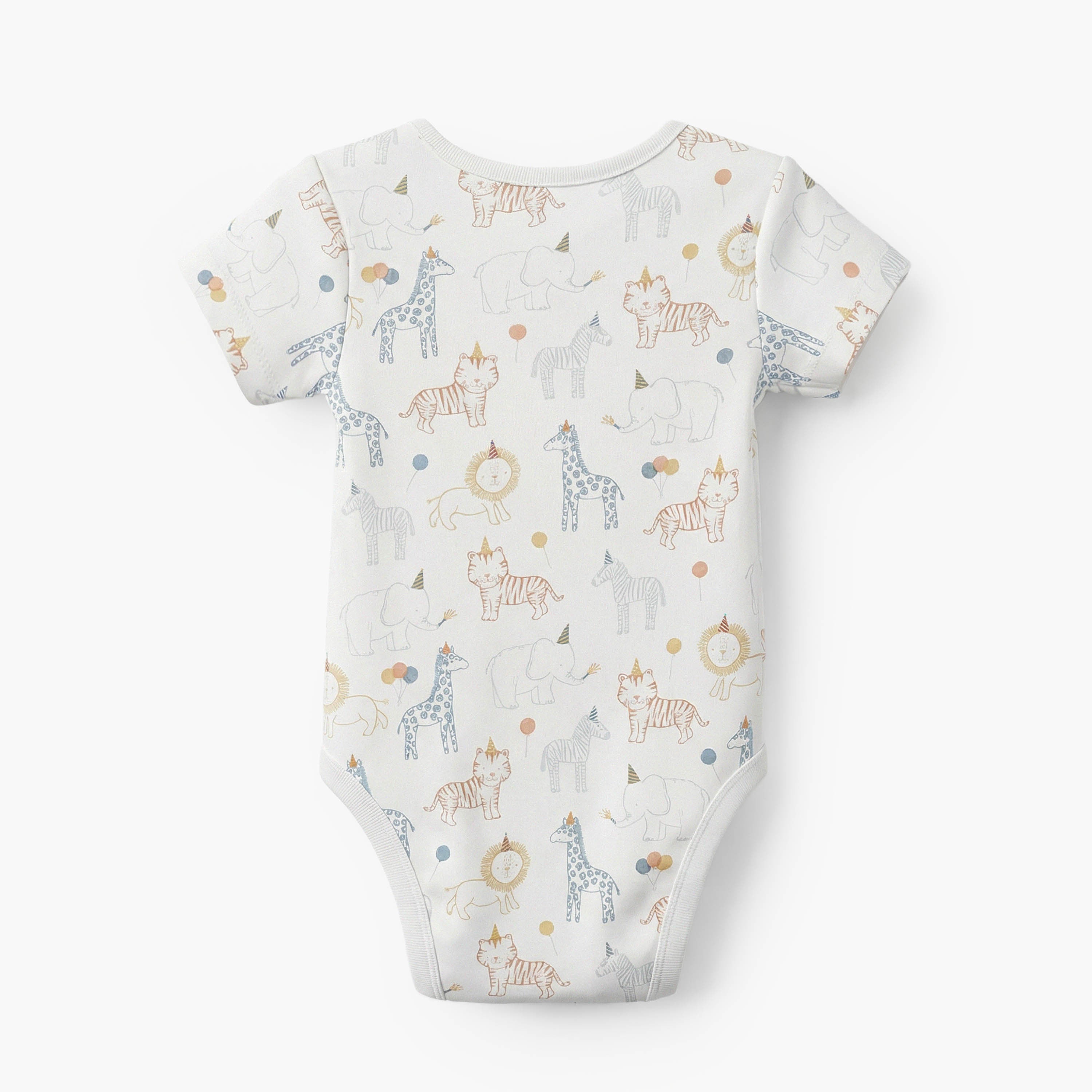 Juniors Cotton Round Neck Short Sleeves Bodysuit with Safari Print