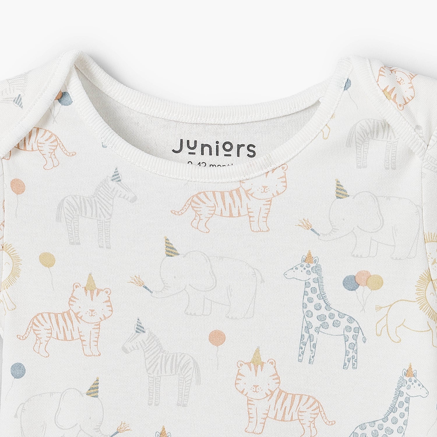 Juniors Cotton Round Neck Short Sleeves Bodysuit with Safari Print