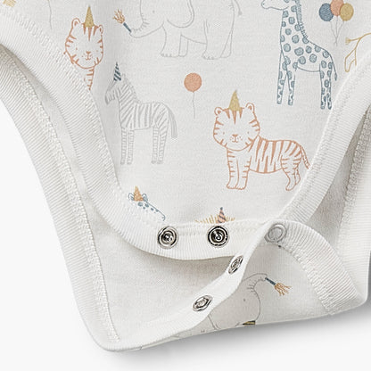 Juniors Cotton Round Neck Short Sleeves Bodysuit with Safari Print
